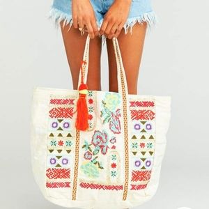 America & Beyond embroidered totebag